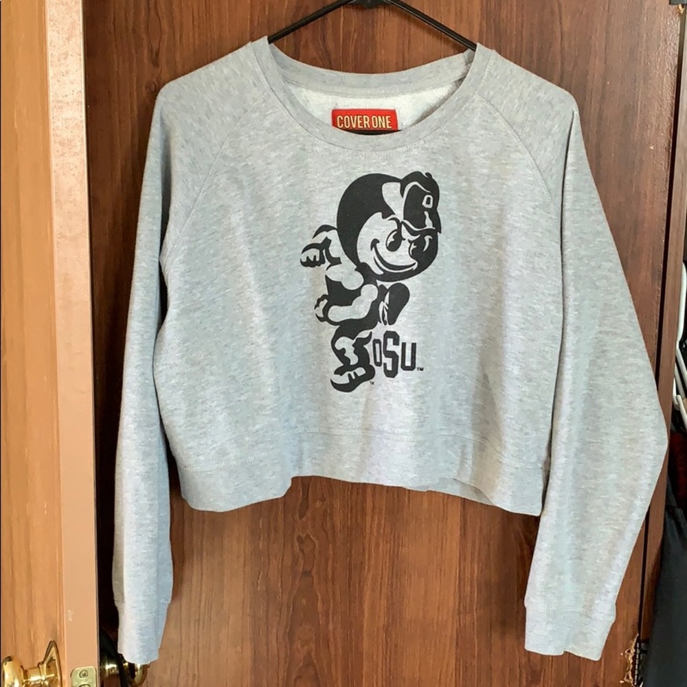 OSU cropped grey crew neck